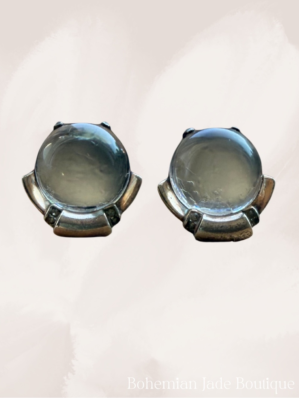 Vintage Trifari Alfred Philippe Jelly Belly Lucite Sterling Earrings 1943